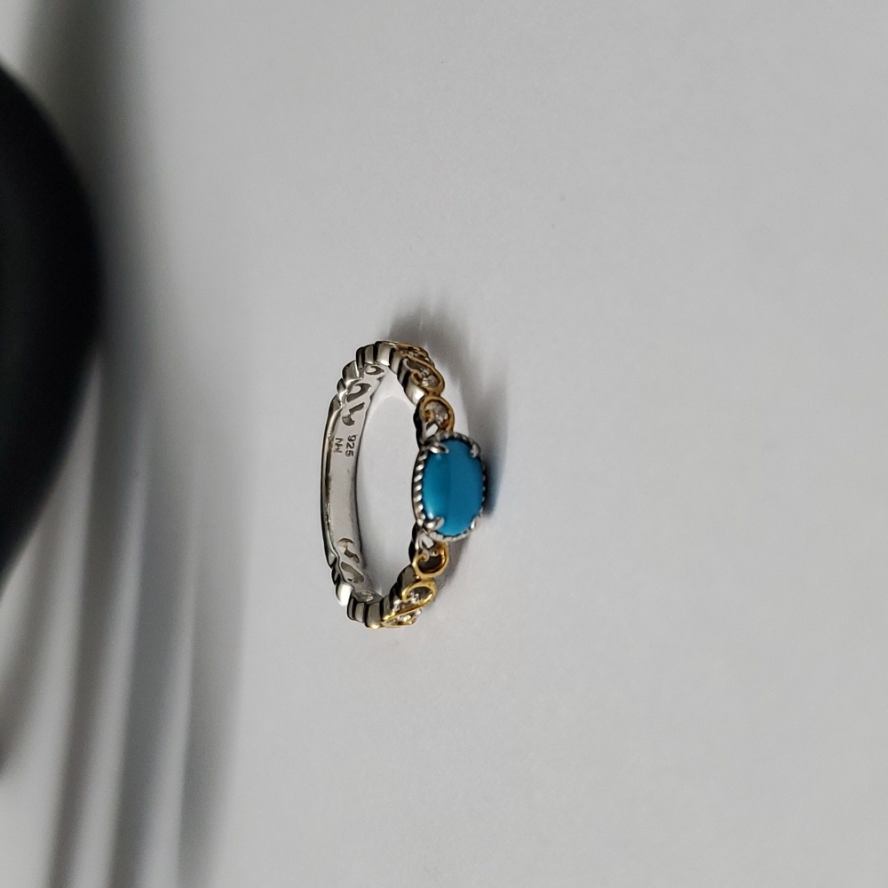 Sterling Silver 925 Turquoise Gold Minimalist Ring